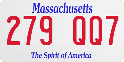MA license plate 279QQ7