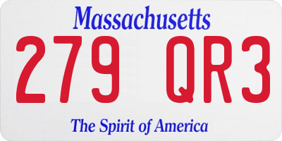 MA license plate 279QR3