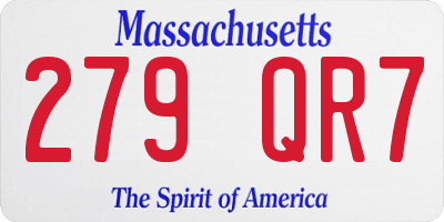 MA license plate 279QR7