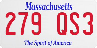 MA license plate 279QS3
