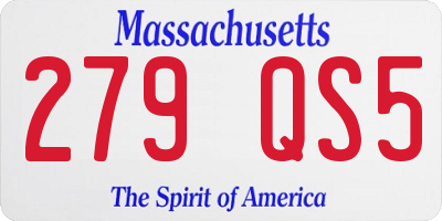 MA license plate 279QS5