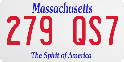 MA license plate 279QS7