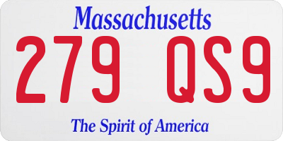 MA license plate 279QS9