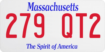 MA license plate 279QT2