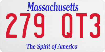 MA license plate 279QT3
