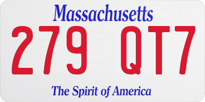 MA license plate 279QT7