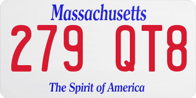 MA license plate 279QT8