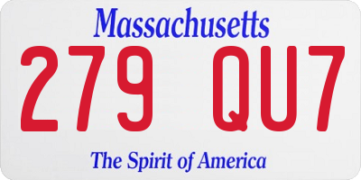 MA license plate 279QU7