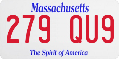 MA license plate 279QU9