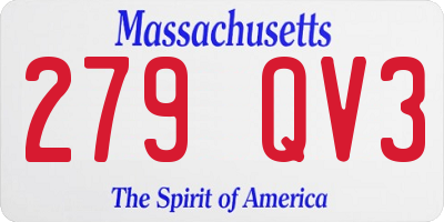 MA license plate 279QV3