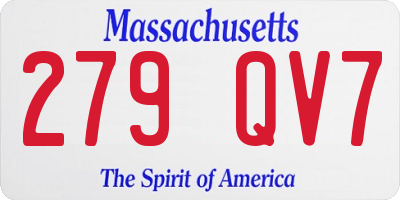 MA license plate 279QV7