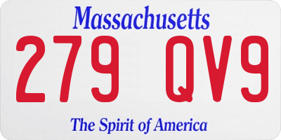 MA license plate 279QV9