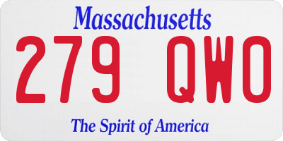 MA license plate 279QW0