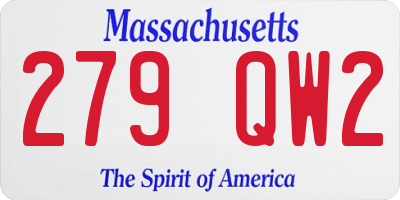 MA license plate 279QW2