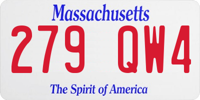 MA license plate 279QW4