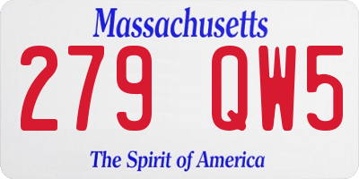 MA license plate 279QW5