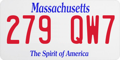 MA license plate 279QW7