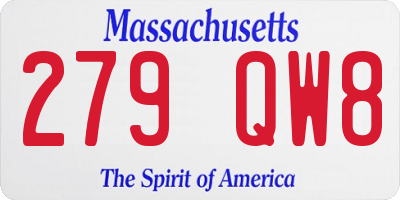 MA license plate 279QW8