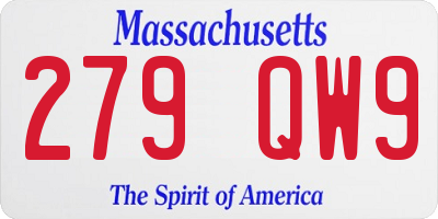 MA license plate 279QW9