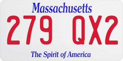 MA license plate 279QX2