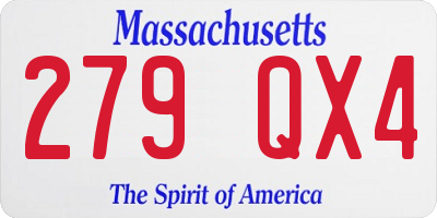 MA license plate 279QX4