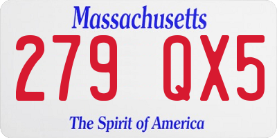 MA license plate 279QX5