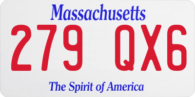 MA license plate 279QX6