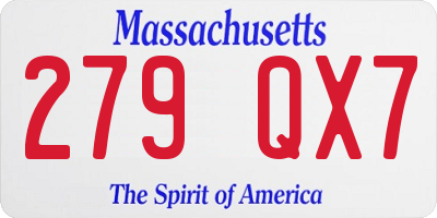 MA license plate 279QX7
