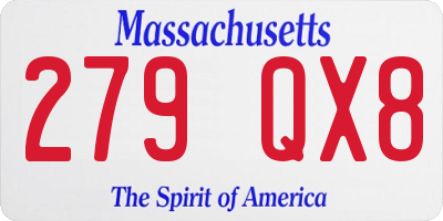 MA license plate 279QX8