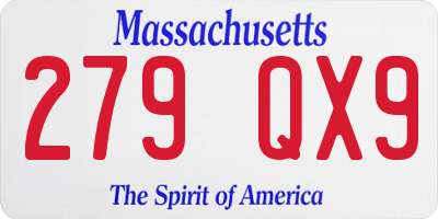 MA license plate 279QX9