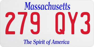 MA license plate 279QY3