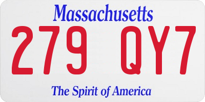 MA license plate 279QY7