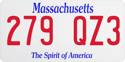 MA license plate 279QZ3