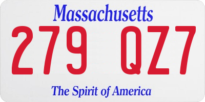 MA license plate 279QZ7
