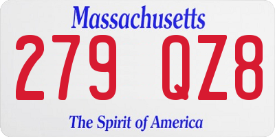 MA license plate 279QZ8