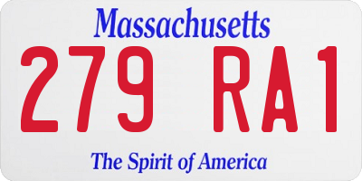 MA license plate 279RA1