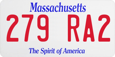 MA license plate 279RA2