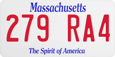MA license plate 279RA4