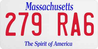 MA license plate 279RA6