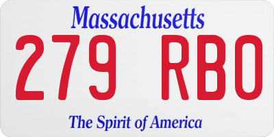 MA license plate 279RB0