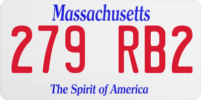 MA license plate 279RB2