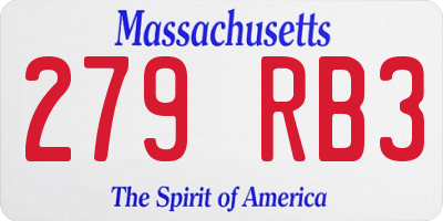 MA license plate 279RB3
