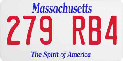 MA license plate 279RB4