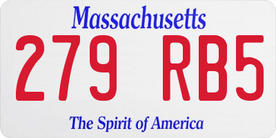 MA license plate 279RB5