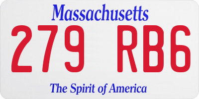 MA license plate 279RB6
