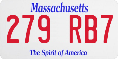 MA license plate 279RB7