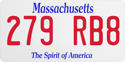 MA license plate 279RB8