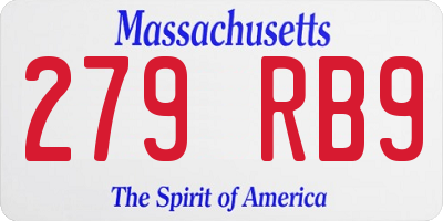 MA license plate 279RB9