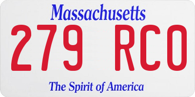 MA license plate 279RC0