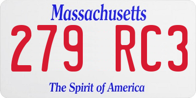 MA license plate 279RC3